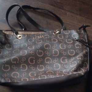 Guess Brown Monogram Shoulder Bag